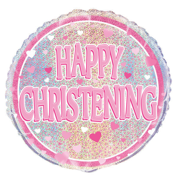 Pink Christening Prism Round Foil Balloon 18''