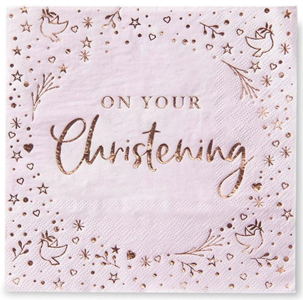 On Your Christening Napkins - Pink