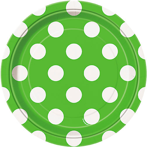 Lime Green Polka Dot Dessert Plates 8pk