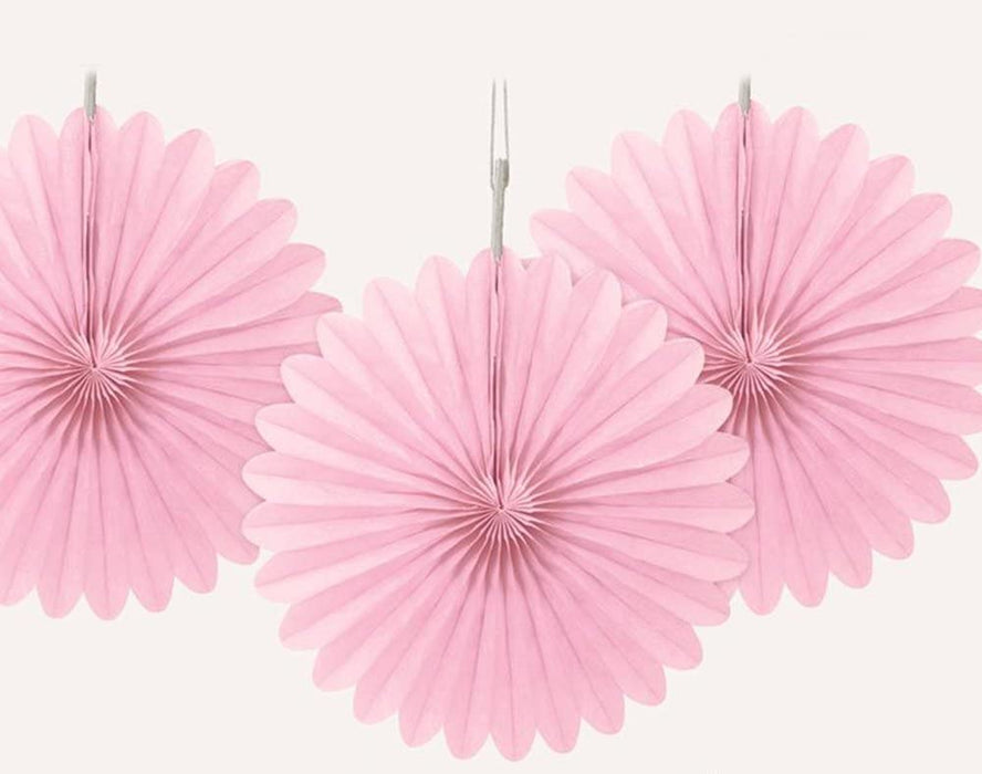 6'' Pink Fan Decoration 3pk
