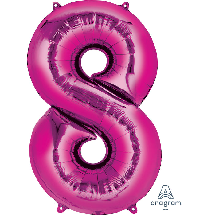 Number 8 Foil Balloon - Magenta (Anagram)