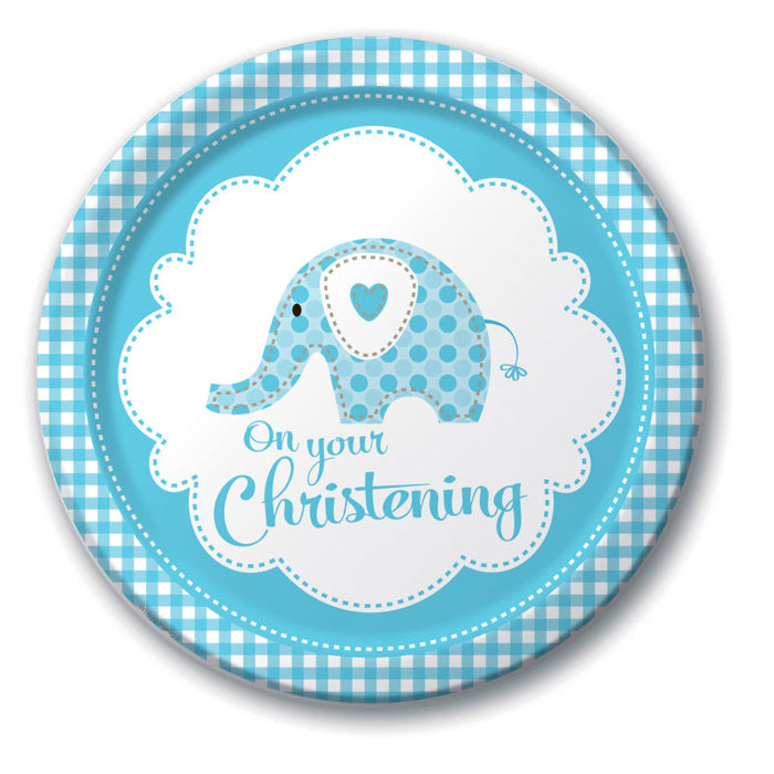 Christening Blue Elephant Dinner Plate 23Cm 8pk
