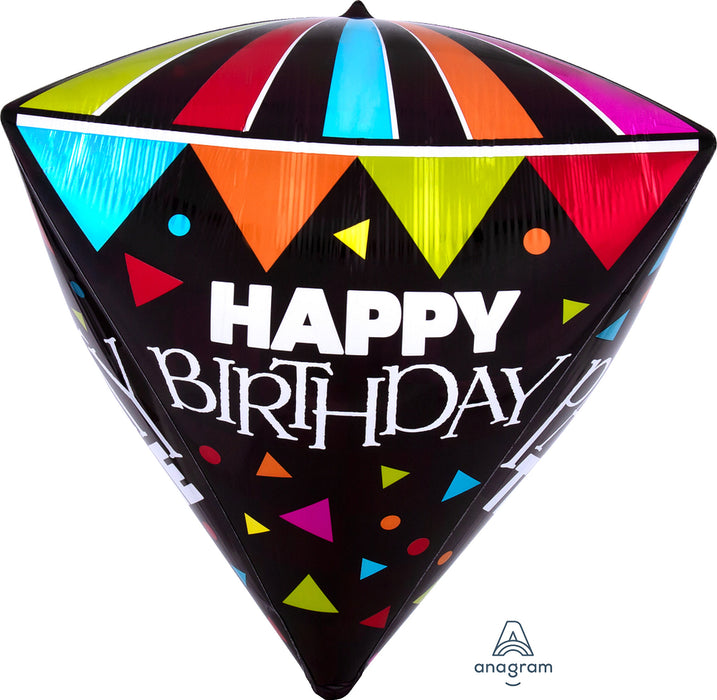 15'' Foil Diamondz Happy Birhday Party Time