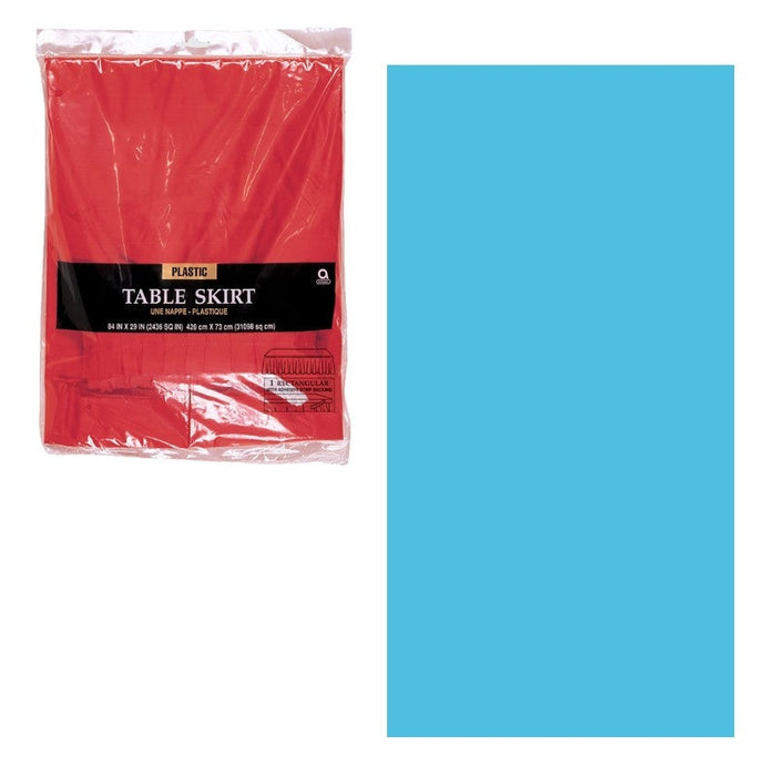 Caribbean Blue Plastic Tableskirt 426Cm X 73Cm