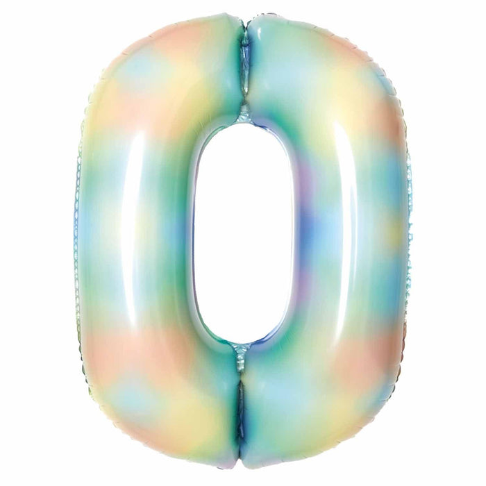 Amscan Foil Balloon Pastel Rainbow Number 0 Foil Balloons 34"