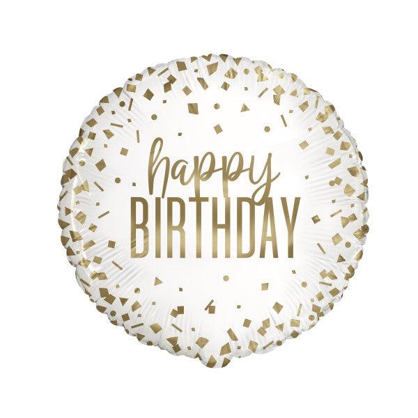 Confetti Gold Birthday Round Foil Balloon 18'', Package