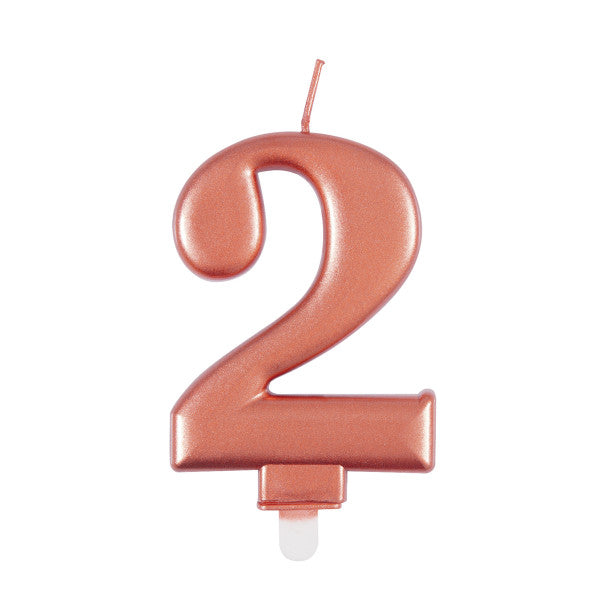 Metallic Rose Gold Number 2 Birthday Candle