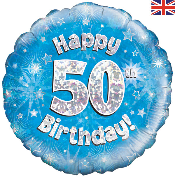 18'' Foil Happy 50th Birthday Blue