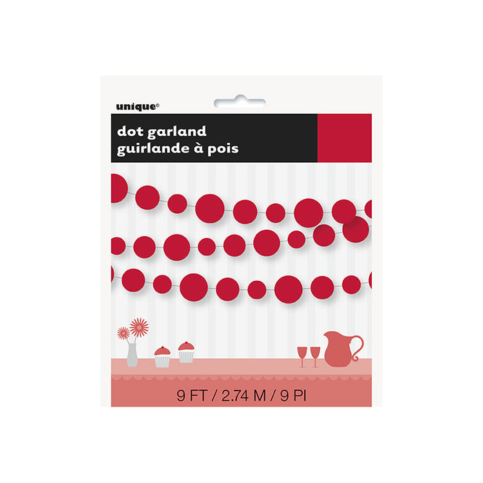 Red Dots Paper Garland 9Ft