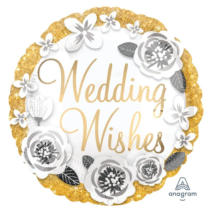 18'' Wedding Wishes Gold & Silver Foil Balloon