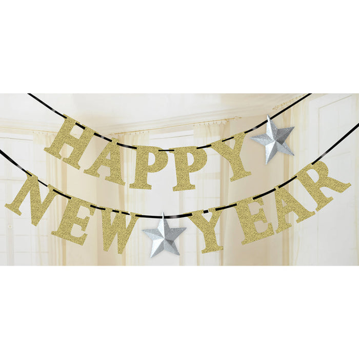 Happy New Year Glitter Letter Banner 3.6M