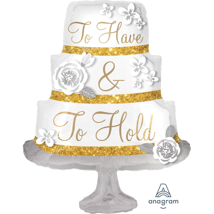To Have & To Hold Cake Supershape Foil Balloon 22''/55Cm W X 28''/71Cm H