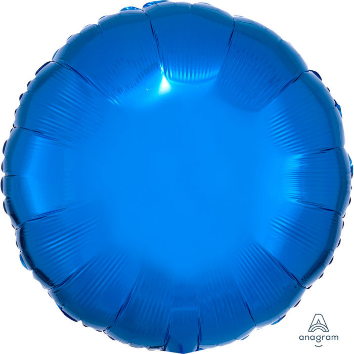 18'' Round Metallic Blue Plain Foil