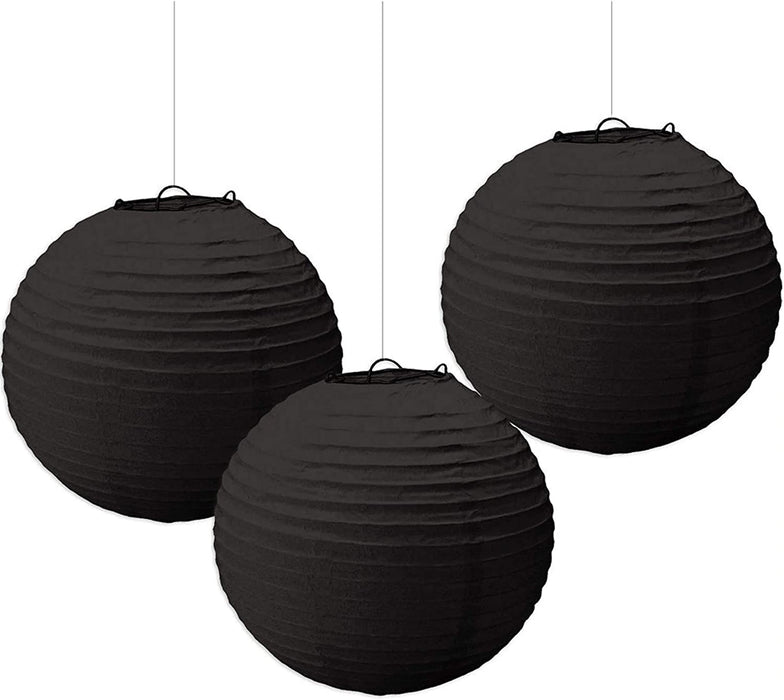 Black Paper Lantern Garland 3.65M 20Cm 3pk