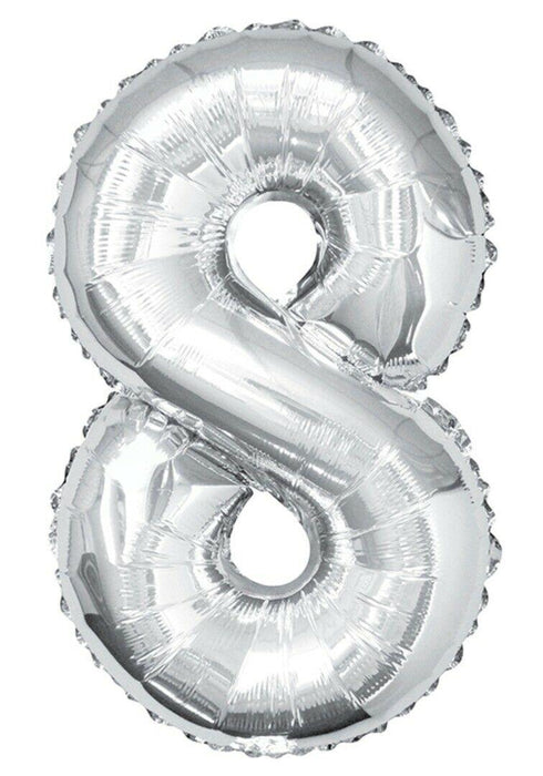 Giant Silver Foil Number '8' Balloon