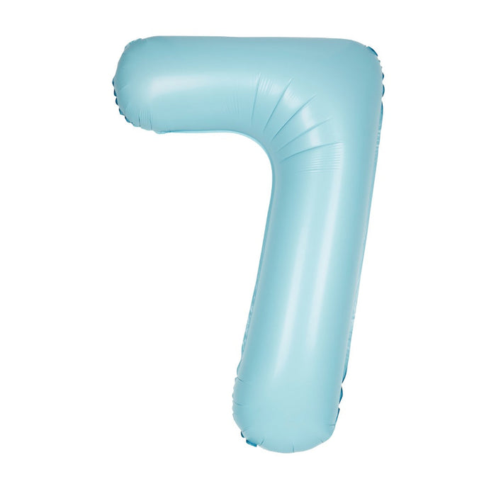 Matte Powder Blue Number 7 Shaped Foil Balloon 34''