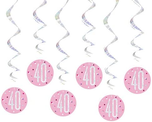 Glitz Pink 40 Hanging Decoration 32'' 6pk