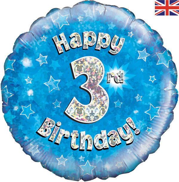 18'' Foil Happy 3rd Birthday Blue