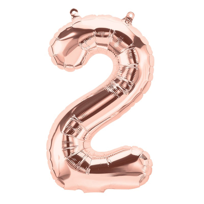 16'' Foil Number 2 - Rose Gold Packaged Air Fill