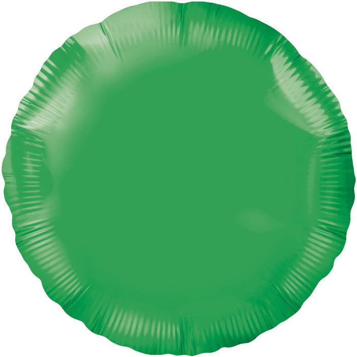 18'' Packaged Round Green Foil Balloon