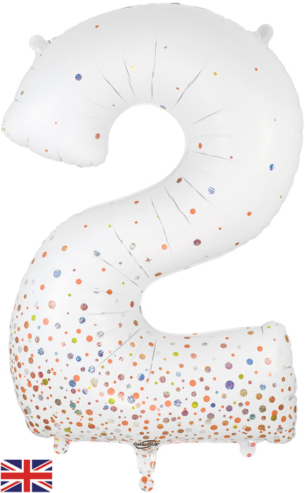 34" Number 2 Sparkling Fizz Holographic Rose Gold