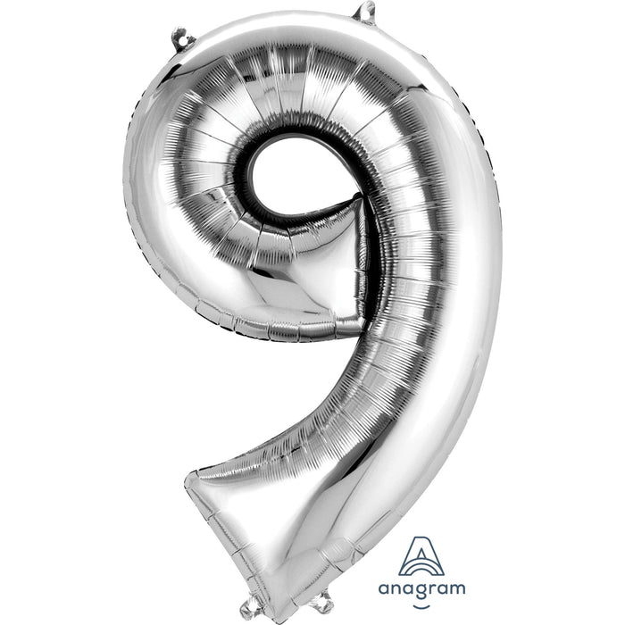 34'' Shape Foil Number 9 - Silver (Anagram)