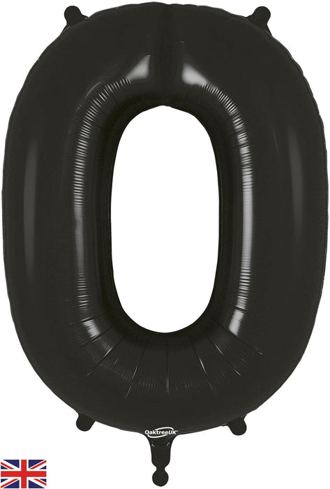 Oaktree UK Foil Balloons Black Number 0 - 34 Inch