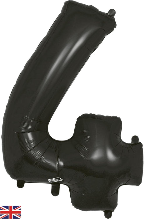 Oaktree UK Foil Balloons Black Number 4 - 34 Inch