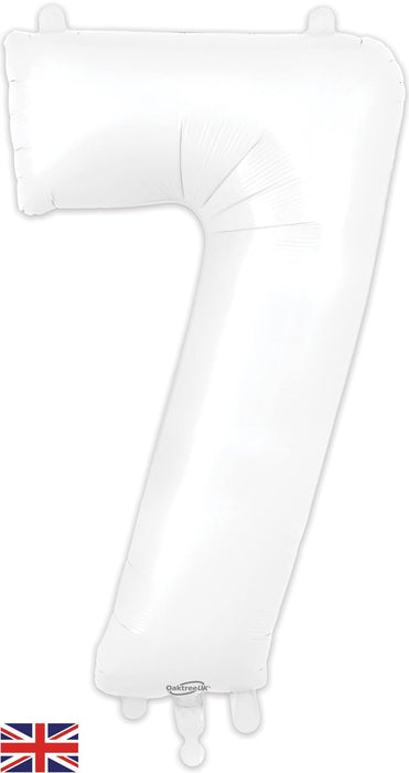 Oaktree UK Foil Balloons White Number 7 34"