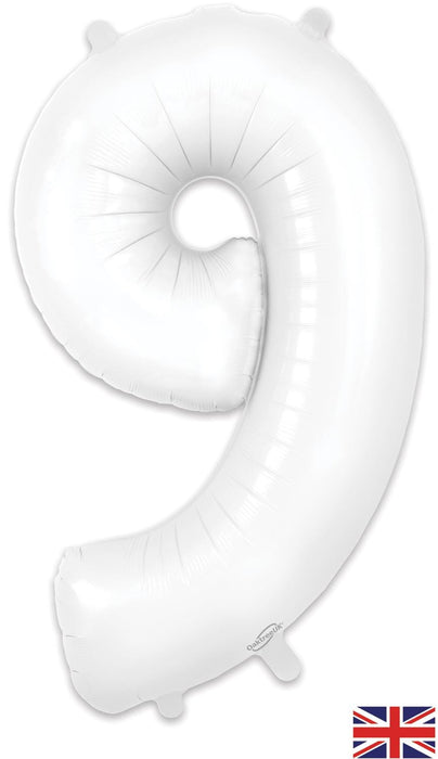 Oaktree UK Foil Balloons White Number 9 34"