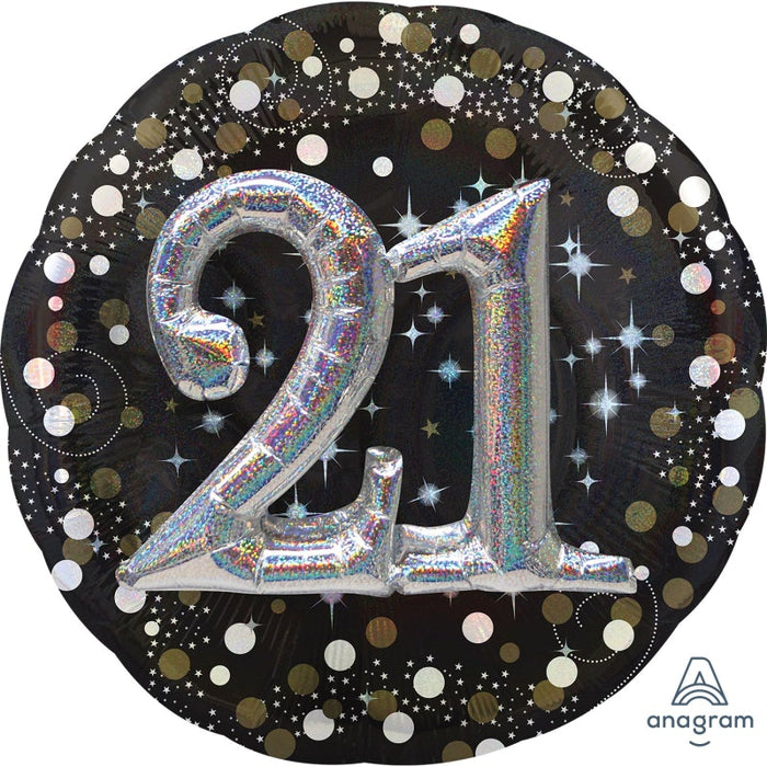 32'' 3-D 21 Gold Sparkling Birthday