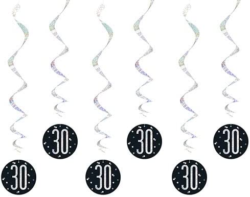 Glitz Black 30 Hanging Decoration 32'' 6pk