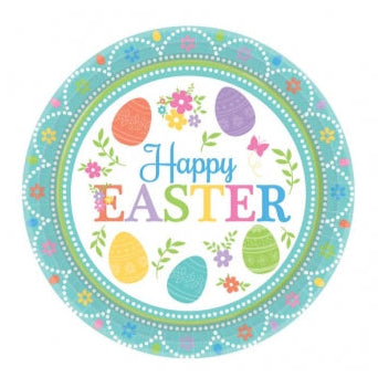 HAPPY EASTER PAPER PLATE 17.8CM 8PK