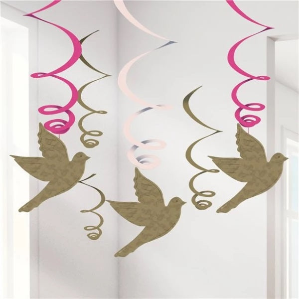 Pink Communion Swirl Decorations 3pk