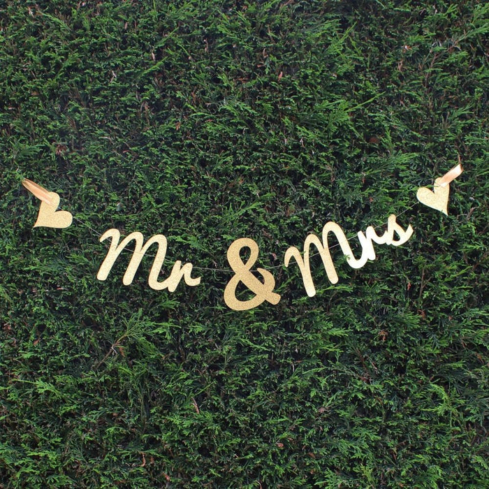 Gold Glitter Mr & Mrs Banner