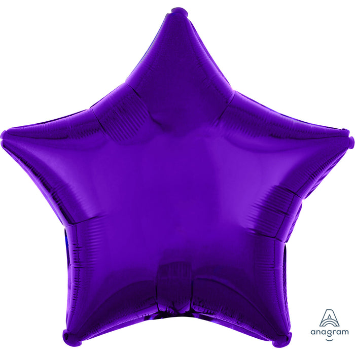 19 Inch Star Metallic Purple Plain Foil (Flat)