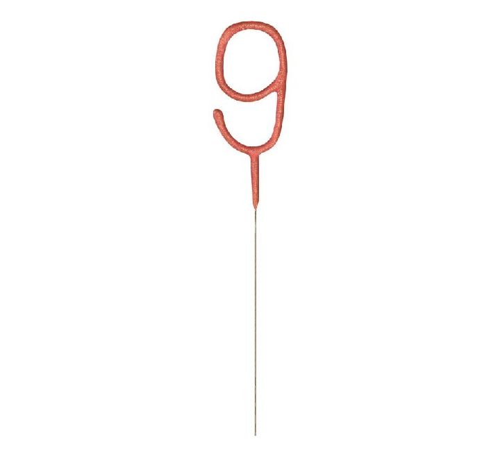 Birthday Rose Gold Glitz Number 9 Sparkler 7"