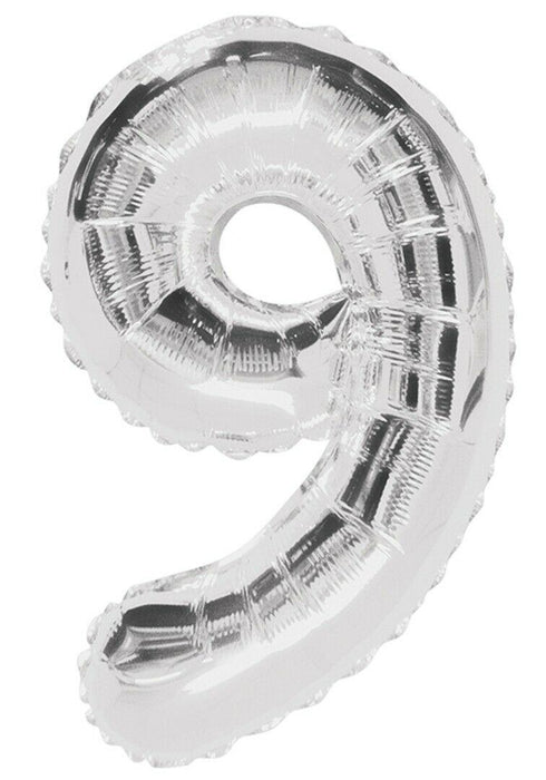 Giant Silver Foil Number '9' Balloon