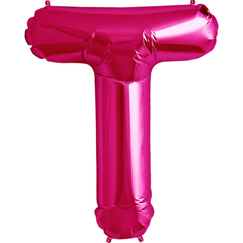 34'' Super Shape Foil Letter T - Magenta