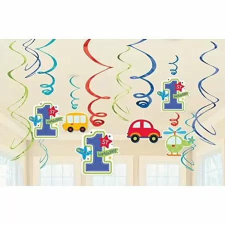 All Aboard Birthday Hanginging Swirls