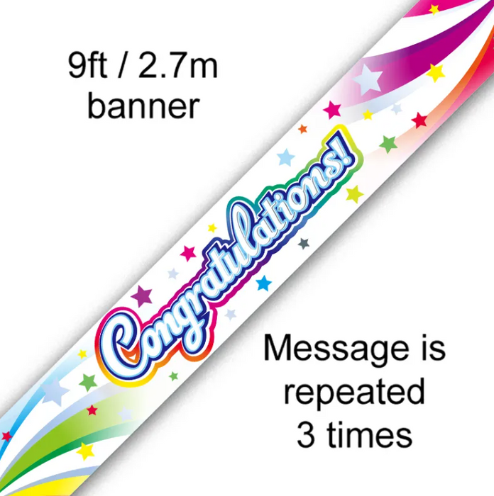Congratulations Swirl Foil Banner 9Ft