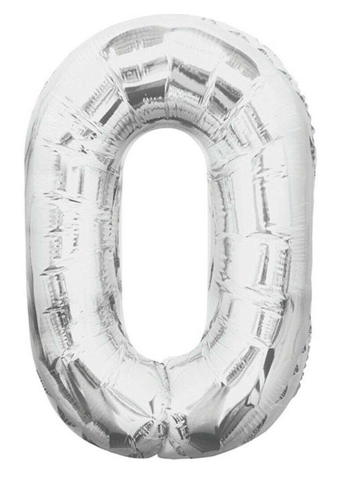 Giant Silver Foil Number '0' Balloon
