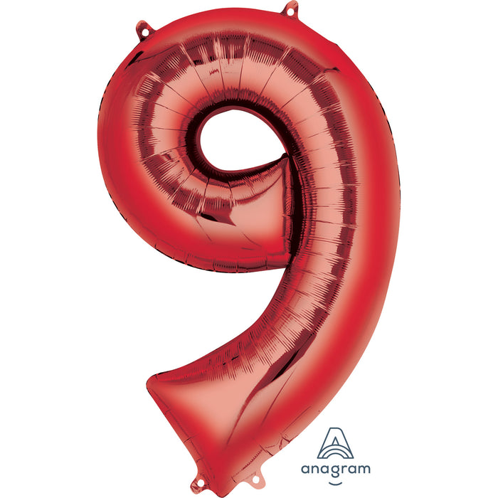34'' Shape Foil Number 9 - Red (Anagram)