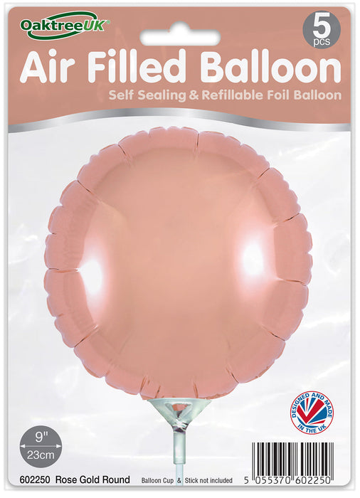 Rose Gold Round (9 Inch) Packaged 5pk