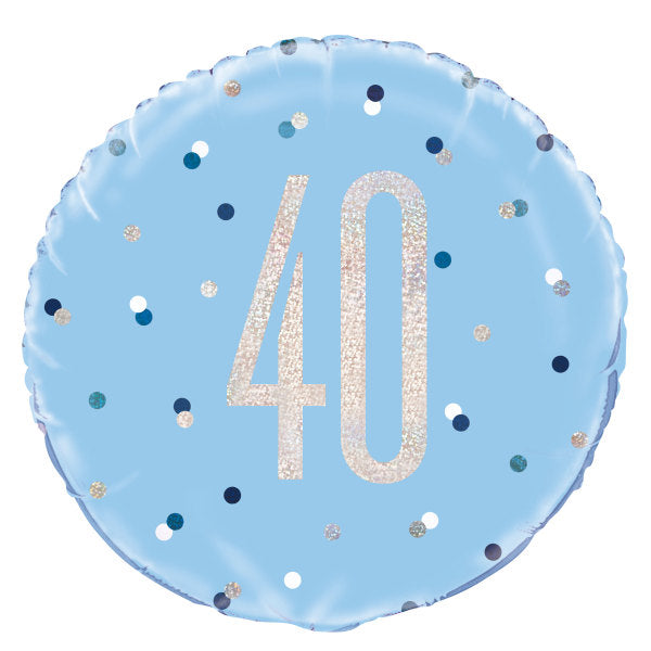 18'' Glitz Blue & Silver Round Foil Balloon 40