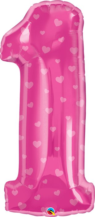 38'' Number One Pink Hearts