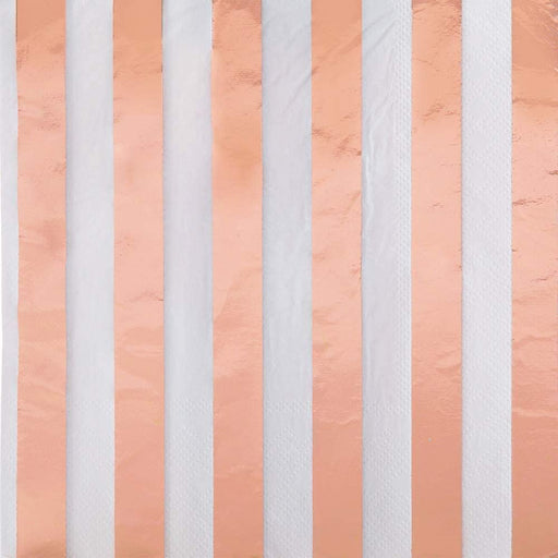 Rose Gold Striped Paper Napkins 16pk