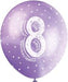 12'' Pearlised Latex Assorted Number 8 Birthday Balloons