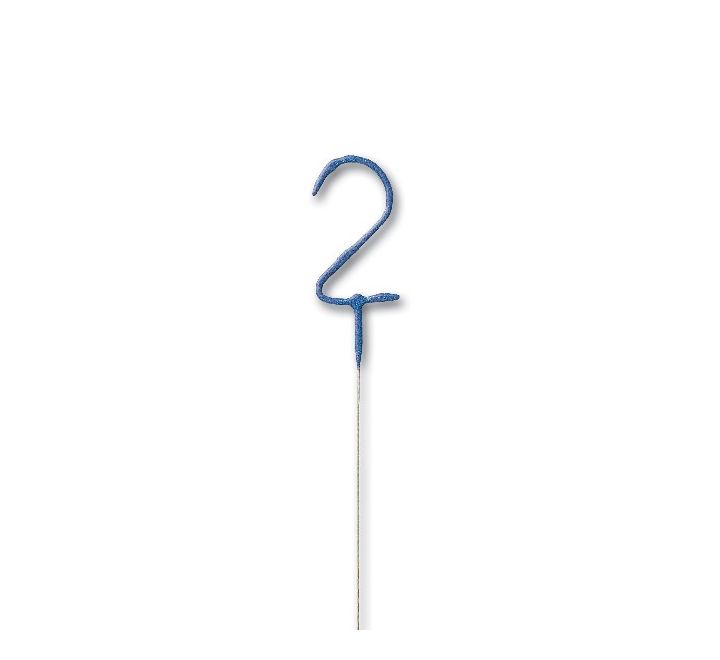 Birthday Blue Glitz Number 2 Sparkler 7"