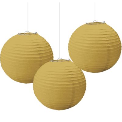 Gold Paper Lanterns 3Ct